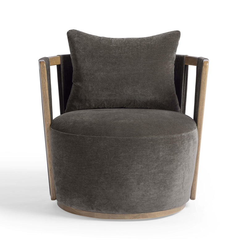 Paolo Chocolate Brown Upcycled Fabric Swivel Chair