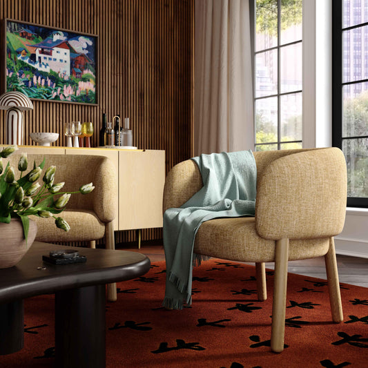 Foxy Honey Performance Textured Fabric Accent Chair