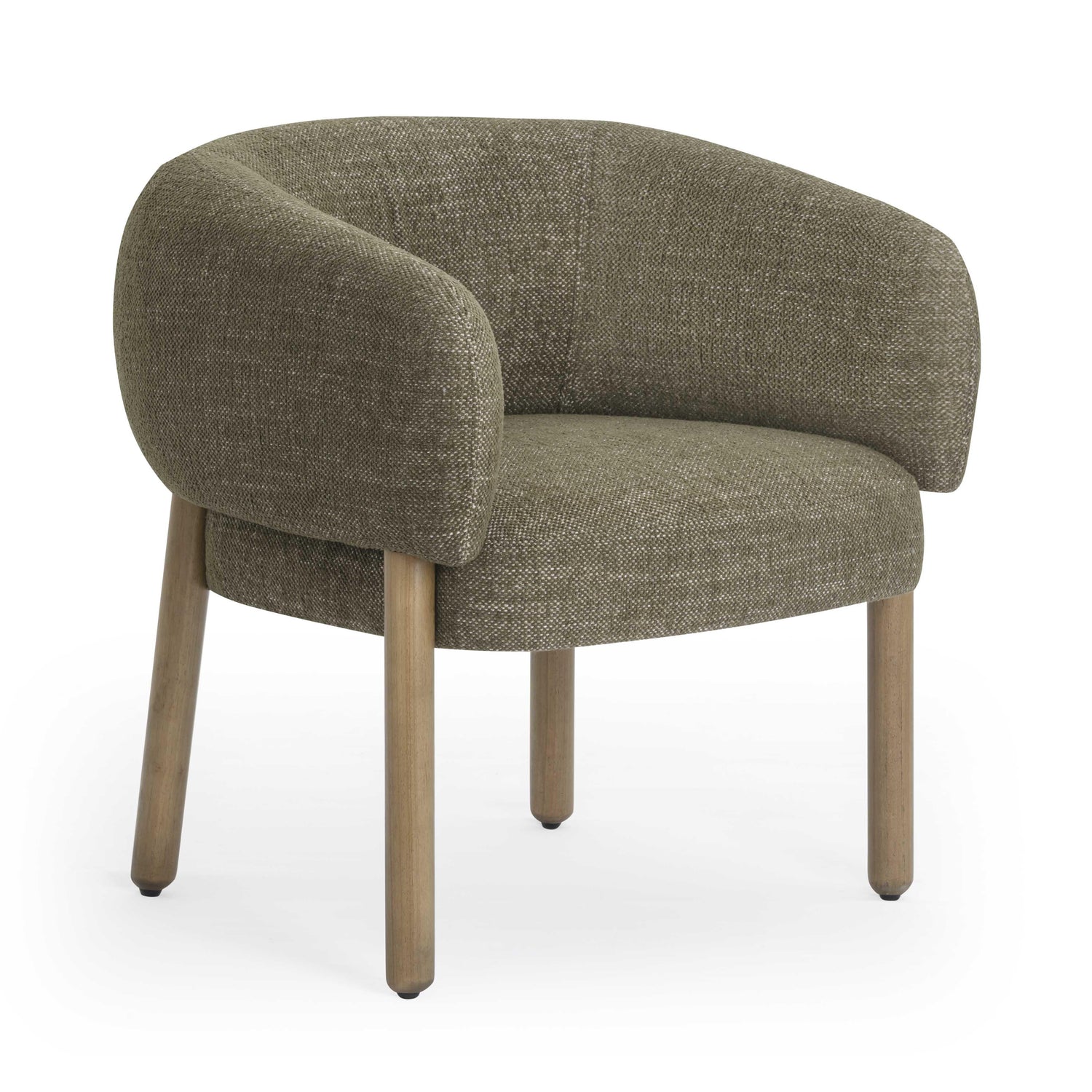 Foxy Olive Green Textured Performance  Fabric Accent Chair