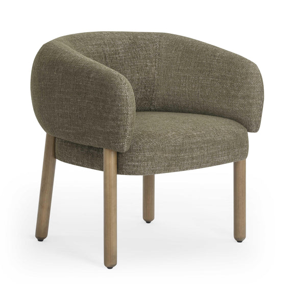 Foxy Olive Green Textured Performance  Fabric Accent Chair