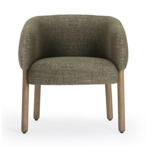 Foxy Olive Green Textured Performance  Fabric Accent Chair