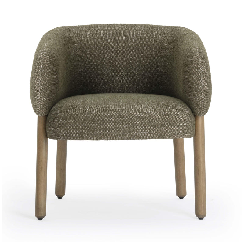 Foxy Olive Green Textured Performance  Fabric Accent Chair
