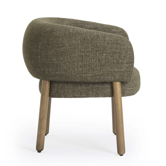 Foxy Olive Green Textured Performance  Fabric Accent Chair