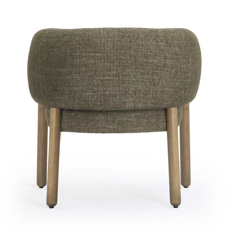 Foxy Olive Green Textured Performance  Fabric Accent Chair