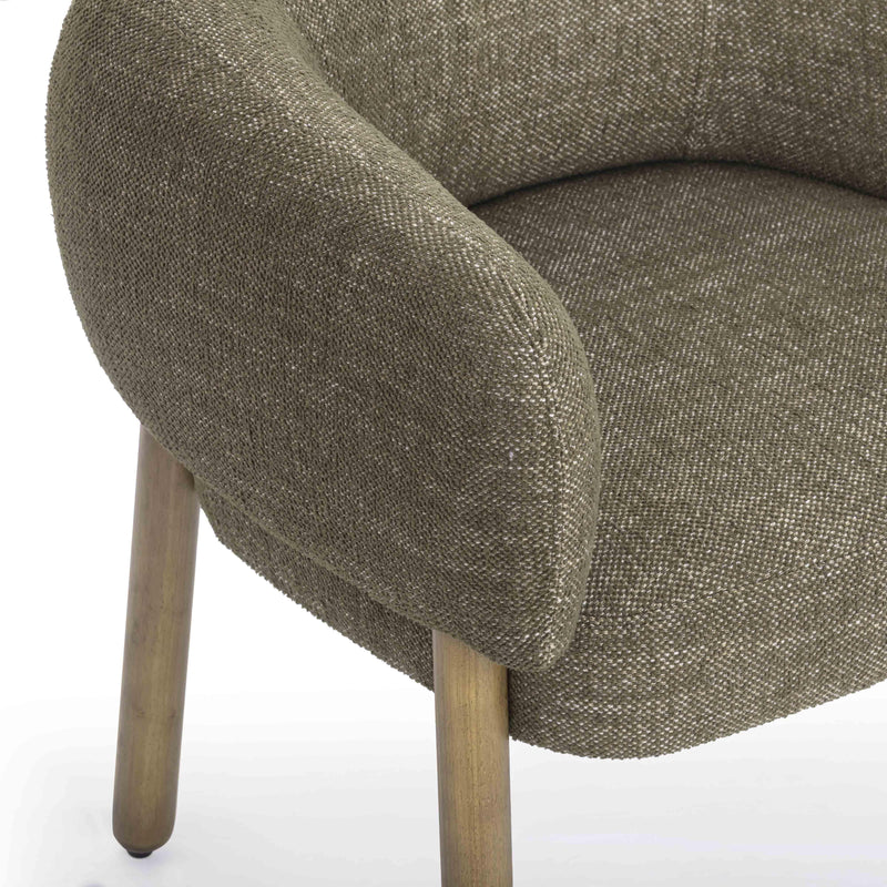 Foxy Olive Green Textured Performance  Fabric Accent Chair