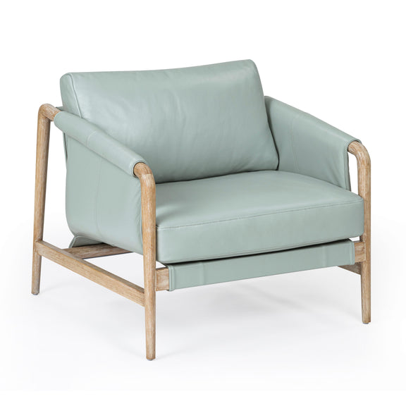 Chakka Contract-Grade Genuine Leather Accent Chair - Blue