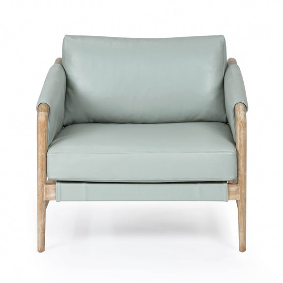Chakka Contract-Grade Genuine Leather Accent Chair - Blue