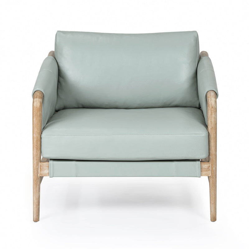 Chakka Contract-Grade Genuine Leather Accent Chair - Blue