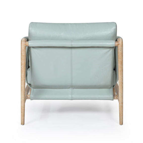 Chakka Contract-Grade Genuine Leather Accent Chair - Blue