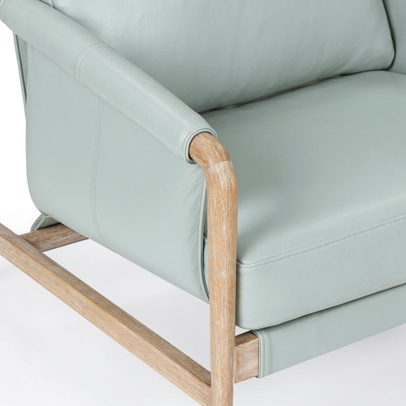 Chakka Contract-Grade Genuine Leather Accent Chair - Blue