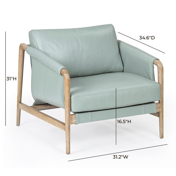 Chakka Contract-Grade Genuine Leather Accent Chair - Blue