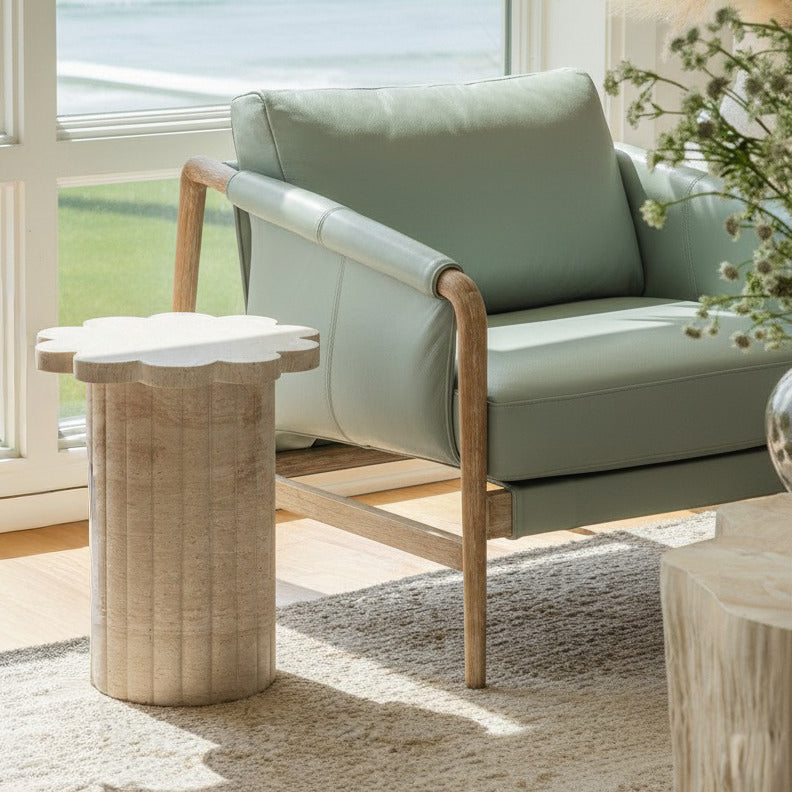 Blossom Washed Faux Travertine Indoor/Outdoor Concrete Side Table