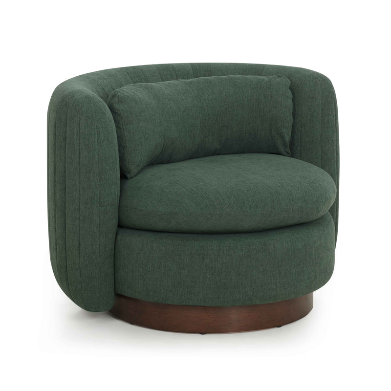 Nura Contract-Grade Chenille Swivel Accent Chair - Forest Green