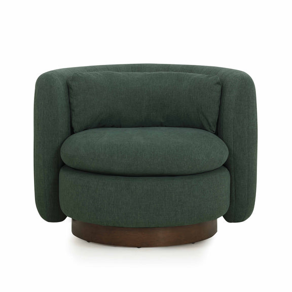 Nura Contract-Grade Chenille Swivel Accent Chair - Forest Green