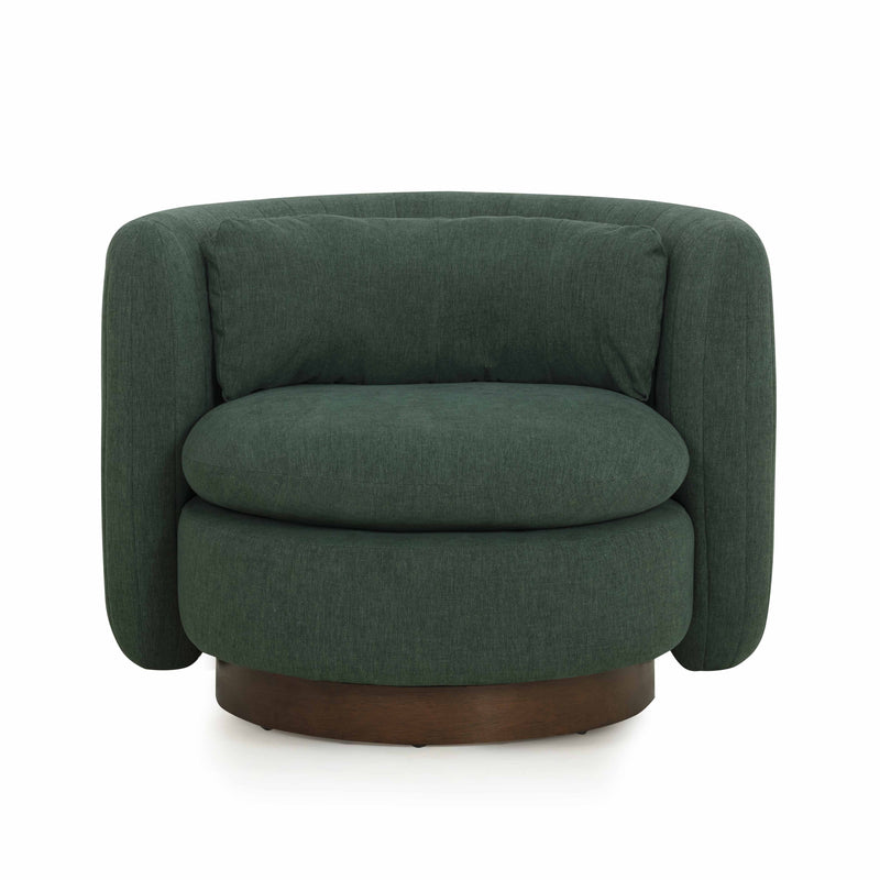 Nura Contract-Grade Chenille Swivel Accent Chair - Forest Green