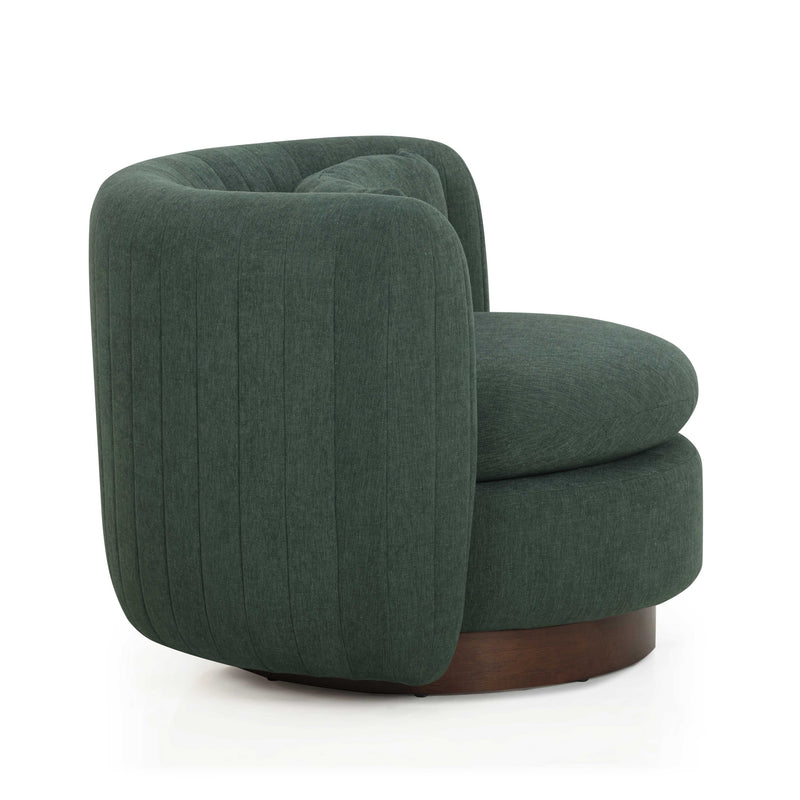 Nura Contract-Grade Chenille Swivel Accent Chair - Forest Green