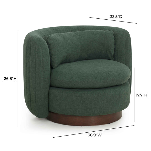 Nura Contract-Grade Chenille Swivel Accent Chair - Forest Green