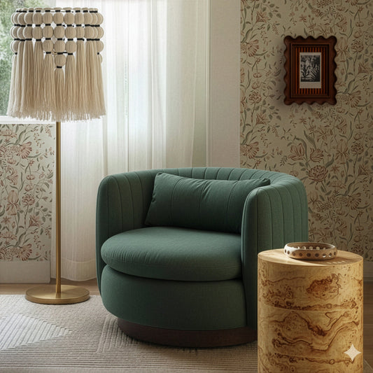 Nura Contract-Grade Chenille Swivel Accent Chair - Forest Green