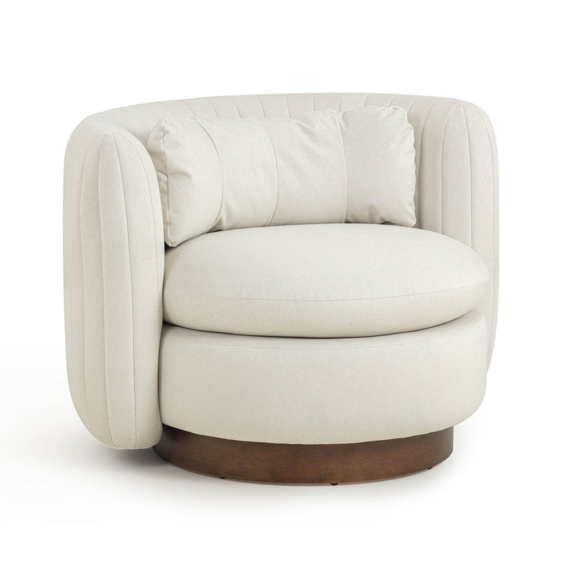 Nura Cream Performance Vegan Mohair Swivel Accent Chair