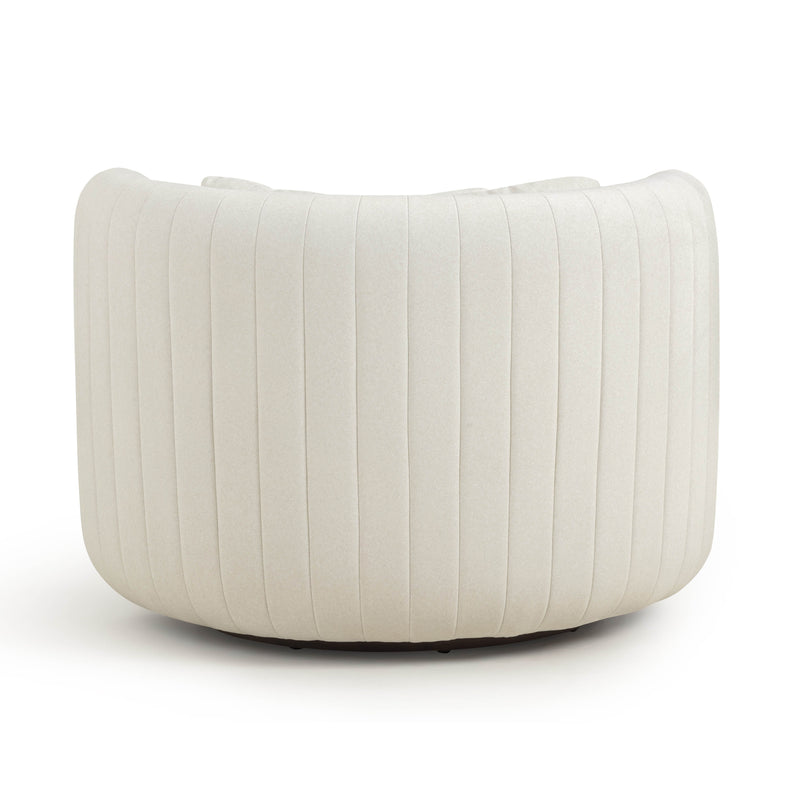 Nura Cream Performance Vegan Mohair Swivel Accent Chair