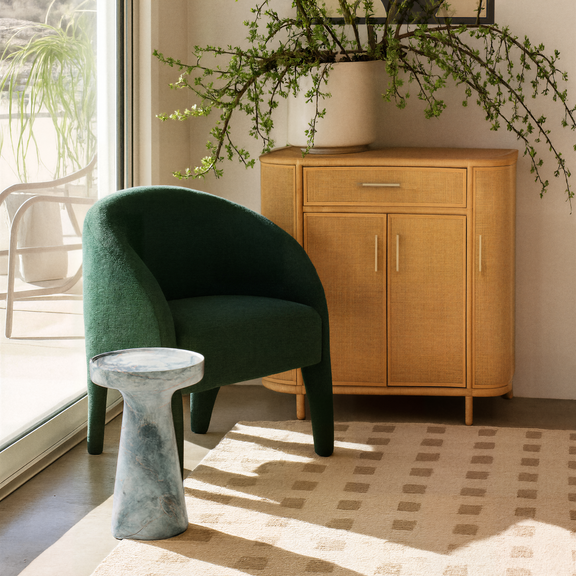 Kris Contract-Grade Chenille Accent Chair - Forest Green