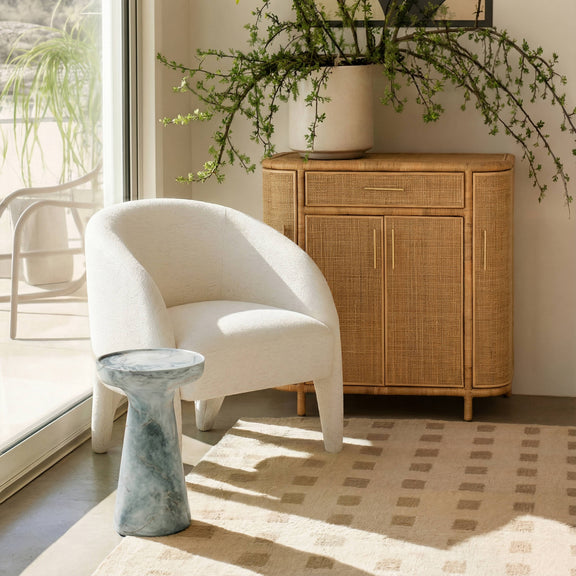 Kris Contract-Grade Chenille Accent Chair - Cream