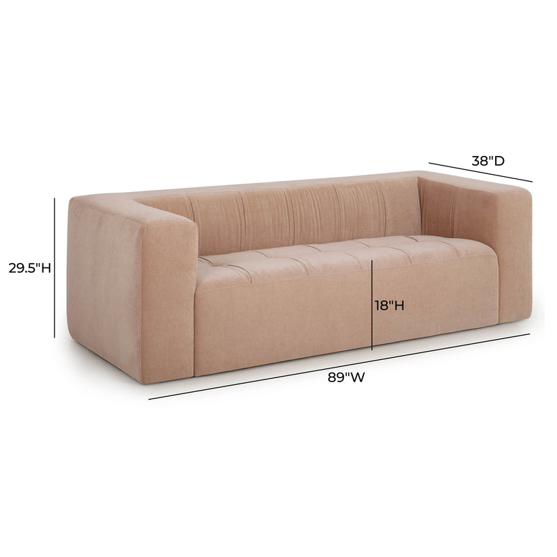 Alder 89" Upcycled Contract-Grade Chenille Sofa - Peach