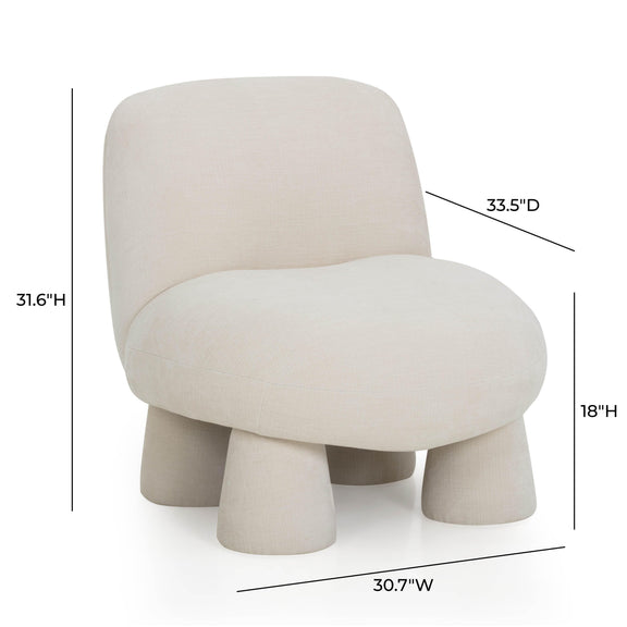 Stomp Upcycled Performance Chenille Accent Chair - Cream