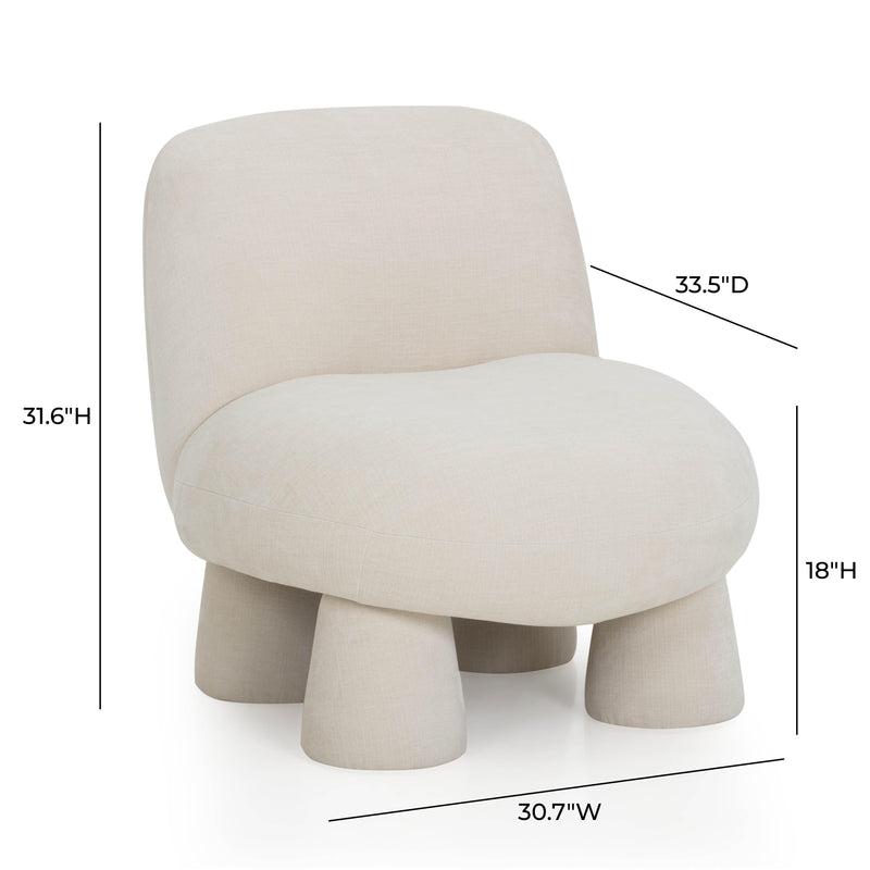 Stomp Upcycled Performance Chenille Accent Chair - Cream