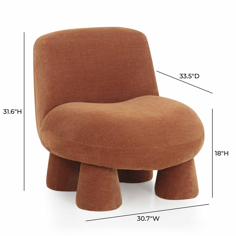 Stomp Upcycled Performance Chenille Accent Chair - Rust