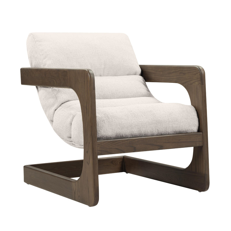 Palma Contract-Grade Textured Weave Fabric Accent Chair - Cream
