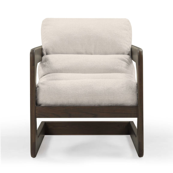Palma Contract-Grade Textured Weave Fabric Accent Chair - Cream
