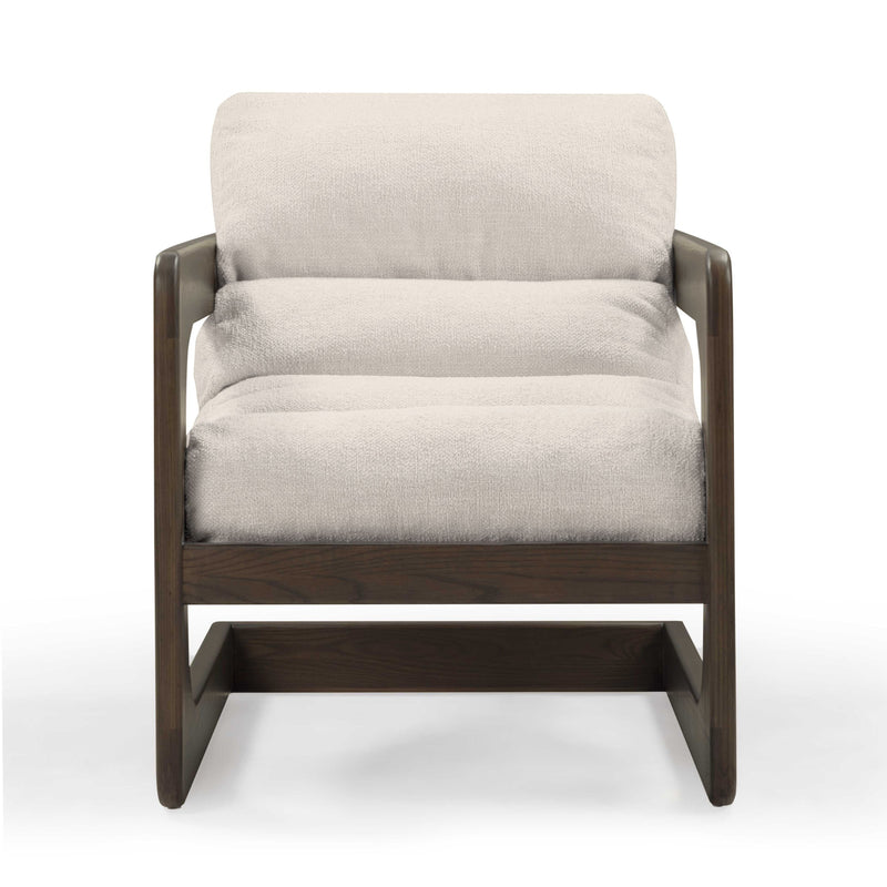 Palma Contract-Grade Textured Weave Fabric Accent Chair - Cream