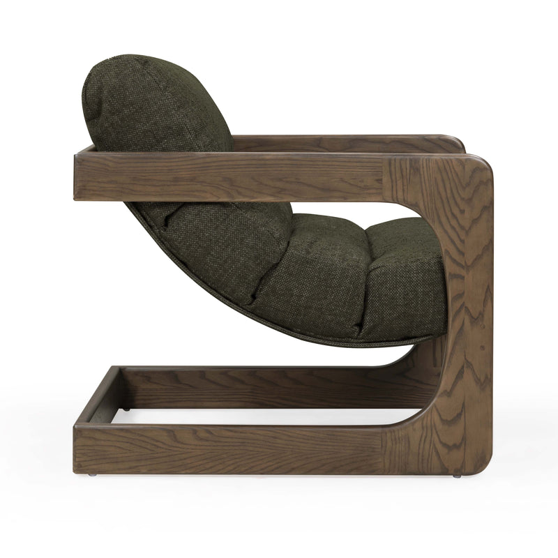 Palma Contract-Grade Textured Weave Fabric Accent Chair - Forest Green