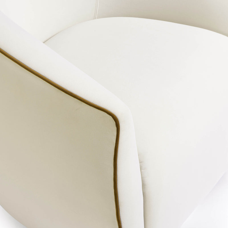 Jordan Contrast Piping Performance Velvet Swivel Accent Chair - Chocolate Brown/Cream