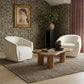 Jordan Contrast Piping Performance Velvet Swivel Accent Chair - Chocolate Brown/Cream