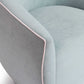 Jordan Contrast Piping Performance Velvet Swivel Accent Chair - Baby Blue/Cream