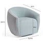 Jordan Contrast Piping Performance Velvet Swivel Accent Chair - Baby Blue/Cream
