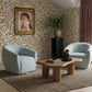 Jordan Contrast Piping Performance Velvet Swivel Accent Chair - Baby Blue/Cream