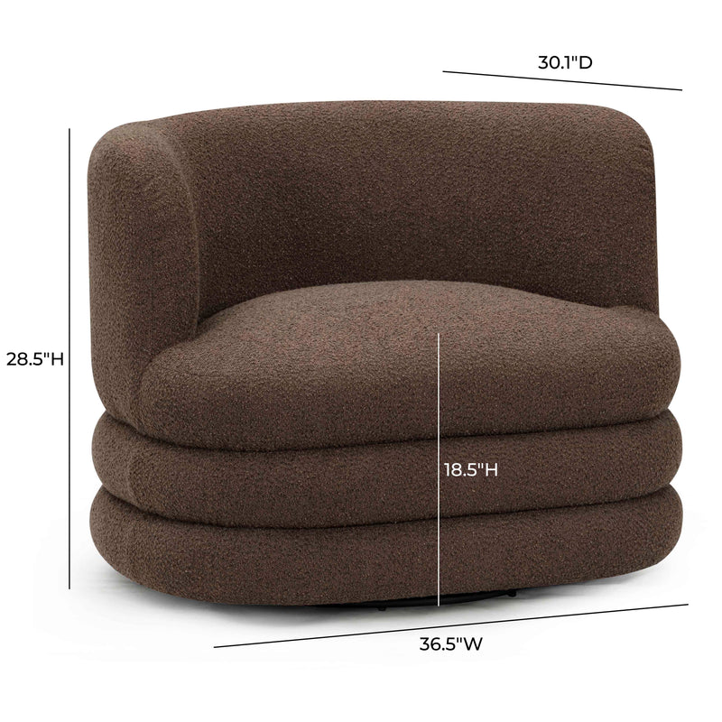 Astor Heavy Performance Boucle Swivel Hotel Lounge Chair - Brown