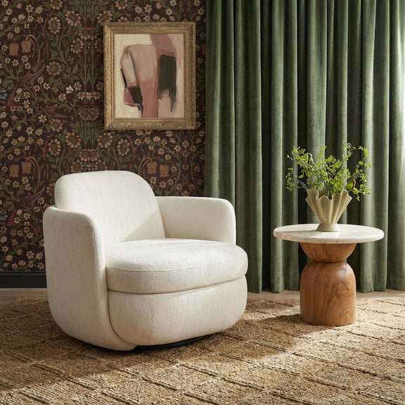 Wolfie Performance Chenille Swivel Accent Chair - Cream