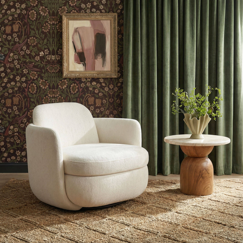 Wolfie Performance Chenille Swivel Accent Chair - Cream