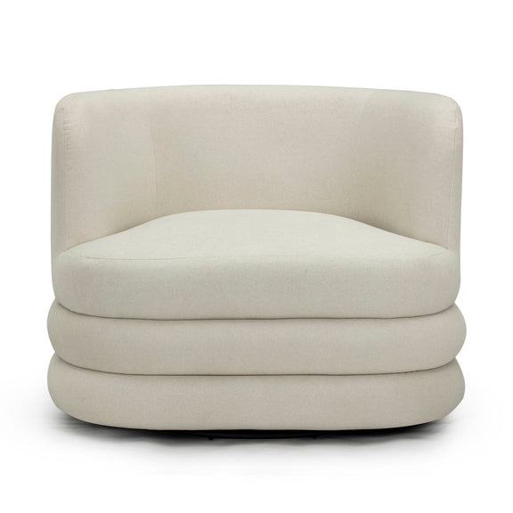 Astor Performance Faux Mohair Swivel Hotel Lounge Chair - Cream