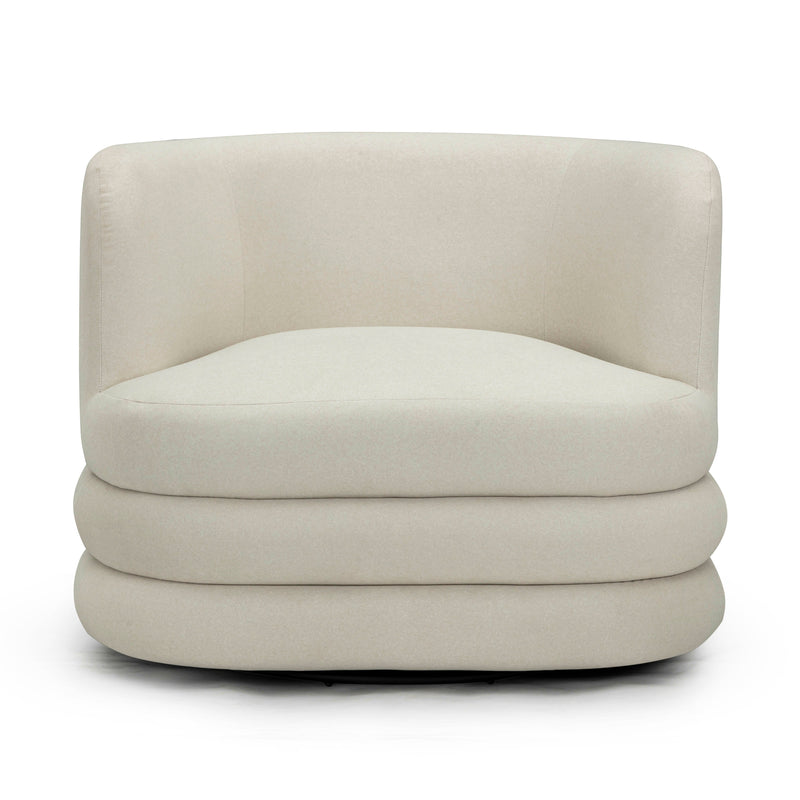 Astor Performance Faux Mohair Swivel Hotel Lounge Chair - Cream