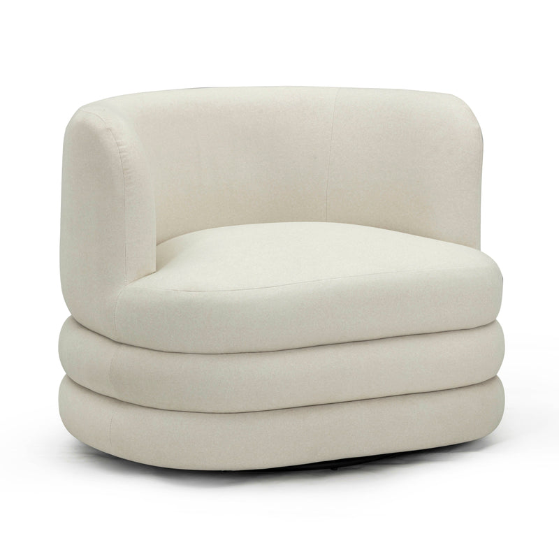 Astor Performance Faux Mohair Swivel Hotel Lounge Chair - Cream