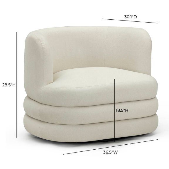 Astor Performance Faux Mohair Swivel Hotel Lounge Chair - Cream
