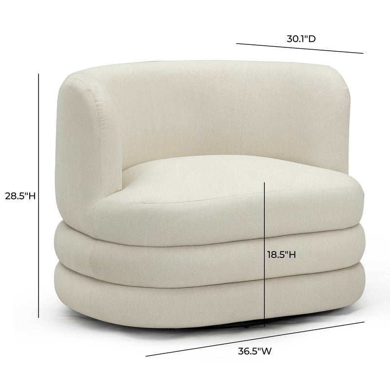 Astor Performance Faux Mohair Swivel Hotel Lounge Chair - Cream