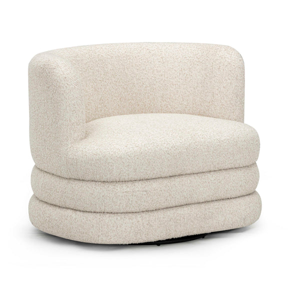 Astor Heavy Performance Boucle Swivel Hotel Lounge Chair - Cream
