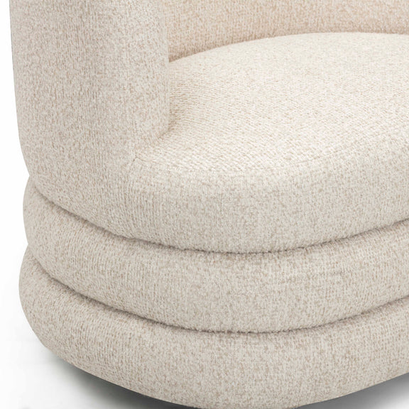 Astor Heavy Performance Boucle Swivel Hotel Lounge Chair - Cream