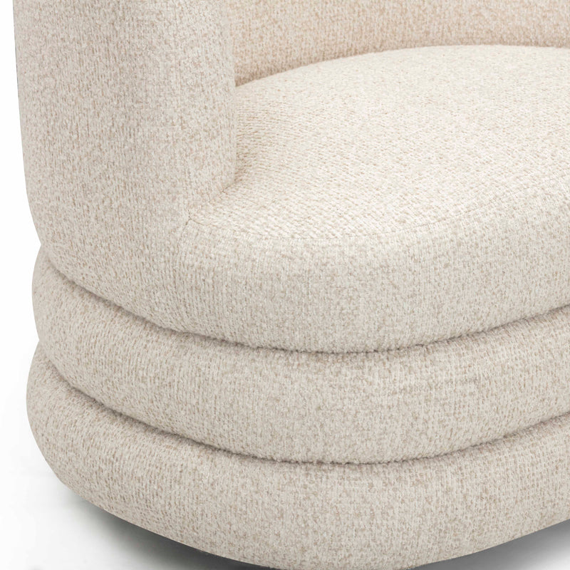 Astor Heavy Performance Boucle Swivel Hotel Lounge Chair - Cream